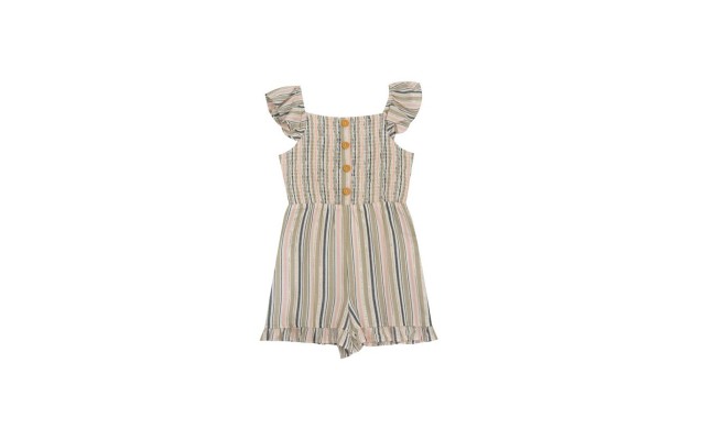  Big Girls Stripe Smocked Romper, SIZE 10