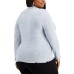 Trendy Plus Size Hacci Turtleneck Sweater, Blue, 2X