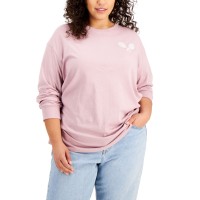 Rebellious One Womens Plus Size Manhattan Tennis Graphic Top, Mauve Shadow, 3X