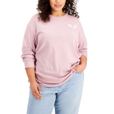 Rebellious One Womens Plus Size Manhattan Tennis Graphic Top, Mauve Shadow, 3X