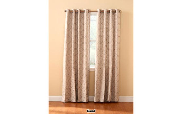  Lakewood Embroidery Blackout Grommet Panel, Sand, 63″ x 50″