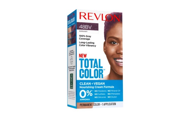Revlon Total Permanent Hair Color, Clean and Vegan, 100% Gray Coverage Dye, 48BV Burgundy, 5.94 fl oz
