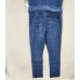  Womens Sleeveless Utility Style Button Front  Denim Jumpsuit, Blue, Medium