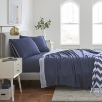 Riley Home Flannel Sheet Set, Navy, Queen