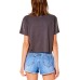  Juniors’ Sun Seeker Cotton Cropped Graphic T-Shirt, Black/L