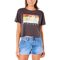 Rip Curl Juniors’ Sun Seeker Cotton Cropped Graphic T-Shirt, Black/L