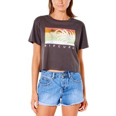 Rip Curl Juniors’ Sun Seeker Cotton Cropped Graphic T-Shirt, Black/L