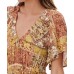  Juniors’ Wanderer Printed Tiered Maxi Dress, Maroon, Small