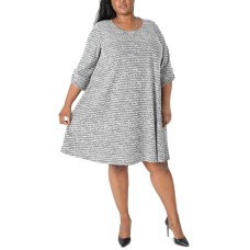 Robbie Bee Women’s Plus Size A-Line Necklace Dress, Gray, 2X