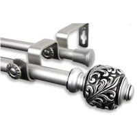 Rod Desyne Home Decorative Tilly Double Curtain Rod 48-84 inch Satin Nickel
