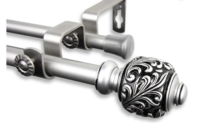  Home Decorative Tilly Double Curtain Rod 48-84 inch Satin Nickel