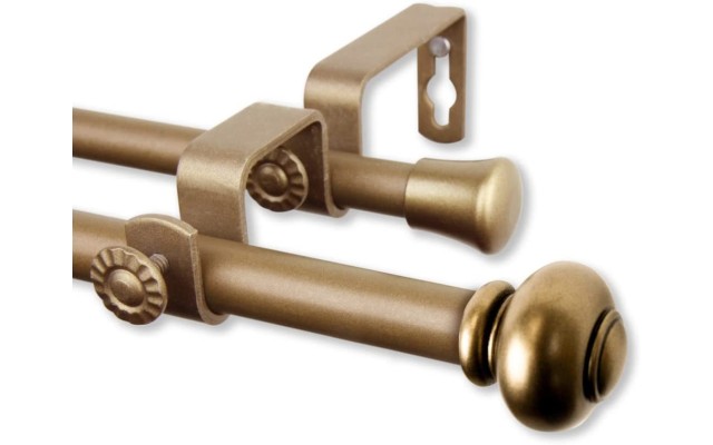  Yolanda 5/8″ Double Curtain Rod 28″-48″,  Antique Gold