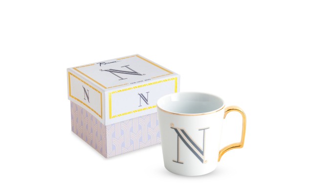  Monogram Porcelain Coffee Mug, Size One Size - White, Letter N, Mug