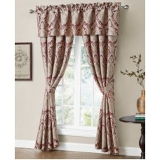 Rose Tree Norwich Burgundy Damask Jacquard Valance, 80×17, Wine