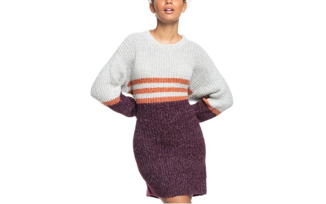  Milky Cloud Long Sleeve Sweater Dress, Wine, X-Large (US 13)