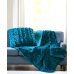 Ruched Faux-Fur Throw, 50″ x 60″ – Teal