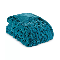 Ruched Faux-Fur Throw, 50″ x 60″ – Teal