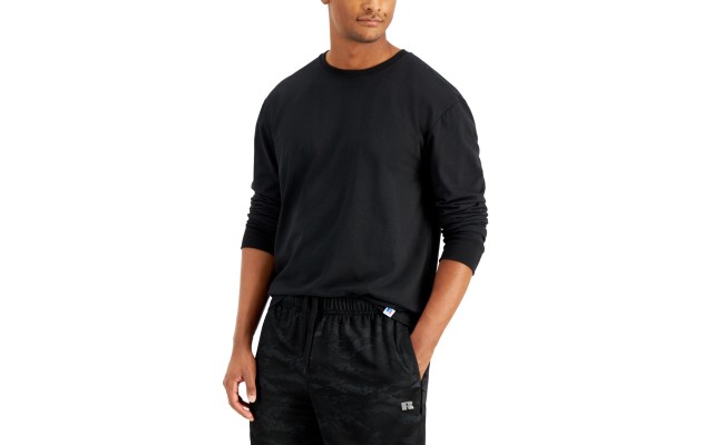  Men’s Essential Long-Sleeve T-Shirts, Black, Medium