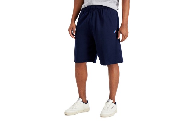  Mens Fleece Drawstring Shorts, Navy, Small