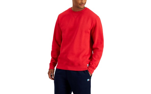  Mens Solid Fleece Sweatshirt, Red, Medium