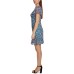  Women’s Petite Floral-Print A-Line Dress, Blue/White, 10P