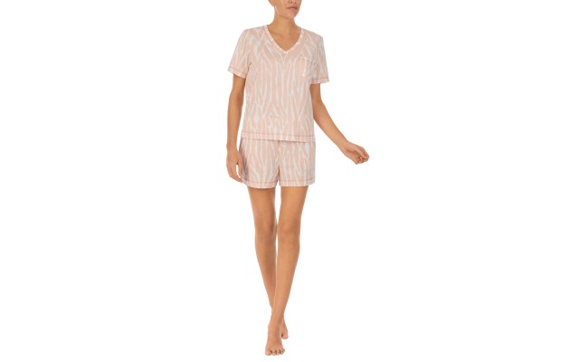  Women’s Short-Sleeve Boxer Pajamas Set, Pink, Medium