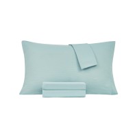 Sanders Drift Collection Garment Washed 4 Piece Sheet Sets, Turquoise, Queen