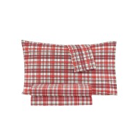 Sanders Holiday Microfiber 4 Pc Full Sheet Set, Red Plaid
