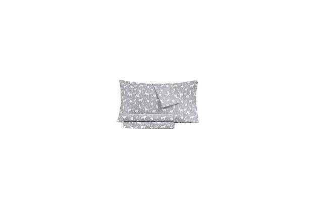  Holiday Microfiber 4 pc King Sheet Sets, Gray, King