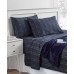  Holiday Microfiber 5 PC Full Sheet Set With Throw Bedding, Navy