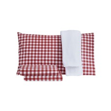 Sanders Holiday Microfiber 5 pc Full Sheet Set With Throw, Red, Full