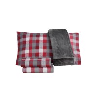 Sanders Holiday Microfiber 5 Piece Full Sheet Set and Throw, wine, Twin