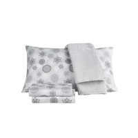 Sanders Holiday Microfiber 5 Piece Full Sheet Set and Throw, Gray, Twin