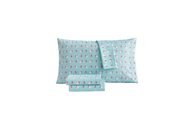  Kids Holiday Microfiber 3 pc Twin Sheet Set, Turquoise