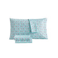 Sanders Kids Holiday Microfiber 4 pc Full Sheet Set, Aqua