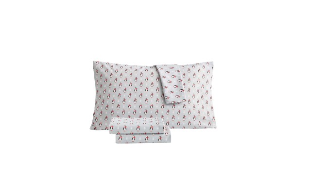  Kids Holiday Microfiber 4 pc Full Sheet Set, Gray