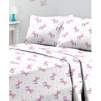 Sanders Printed Microfiber 3 Pc. Sheet Set, Twin Bedding, Purple