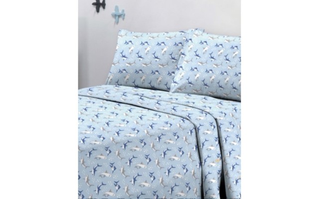  Printed Microfiber 3 Pc. Sheet Set, Twin, Blue