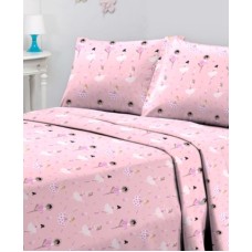 Sanders Printed Microfiber 4 Pc. Sheet Set, Full, Pink