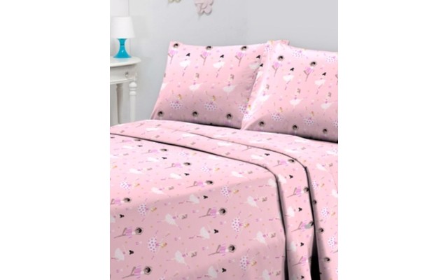  Printed Microfiber 4 Pc. Sheet Set, Full, Pink
