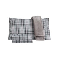 Sanders Tradition Collection 3-Piece Twin Sheet Set With Plush Throw, Charcoal
