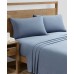 Washed Microfiber Solid 4 pc. Sheet Set, Full, Blue