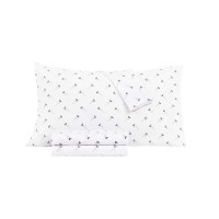 Sanders Washed Microfiber Solid 4 pc. Sheet Set, Full, Navy/White