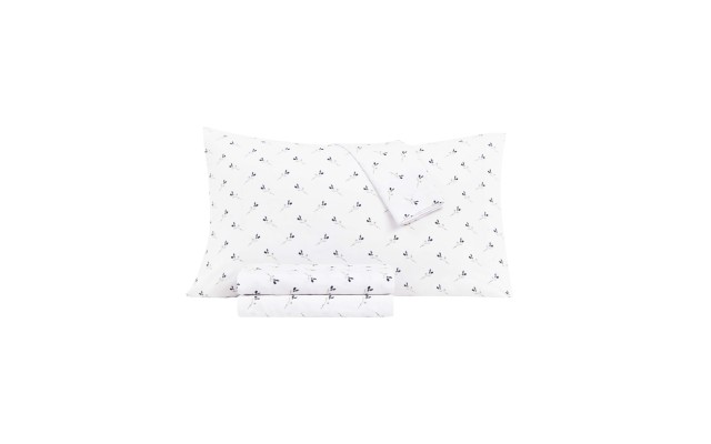  Washed Printed Microfiber 4 Pc. Sheet Set, Queen, Navy