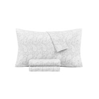 Sanders Washed Printed Microfiber 4 Pc. Sheet Set,Grey Queen