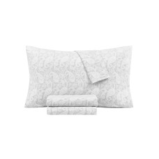 Sanders Washed Printed Microfiber 4 Pc. Sheet Set,Grey Queen
