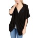  Recycled Knit Twist Poncho, Black