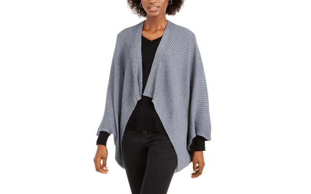  Recycled Knit Kimono, Light Gray, One Size
