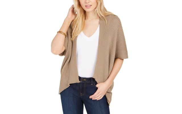  Recycled Knit Kimono, Taupe, One Size