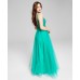  Juniors’ V-Neck Beaded Top Ball Gown Dress, Spearmint, 15
